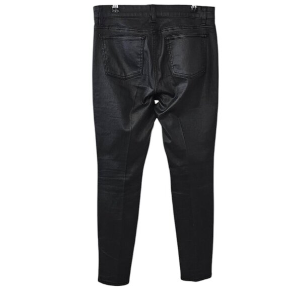 Eileen Fisher Womens Coated Jeans, Wet Look, Black, Shiny, Skinny Fit, Size 8 - Picture 2 of 8